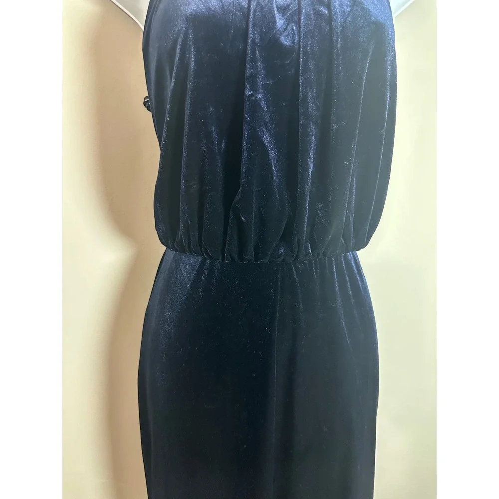 Eliza J Navy Blue Velvet Halter Neck Maxi Gown EJ1M9028 Womens 8 NWT - Picture 6 of 10